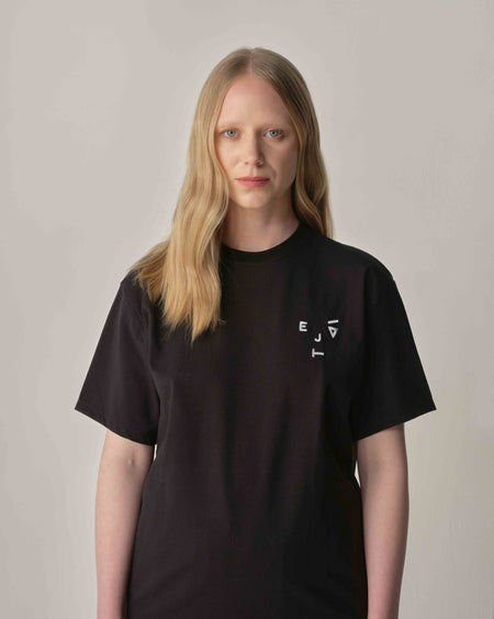 Teija xx 'Kiss and Wink' Logo Tee in Black