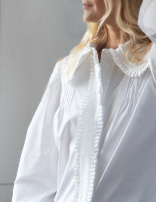 Milla pleat collar top in Cotton