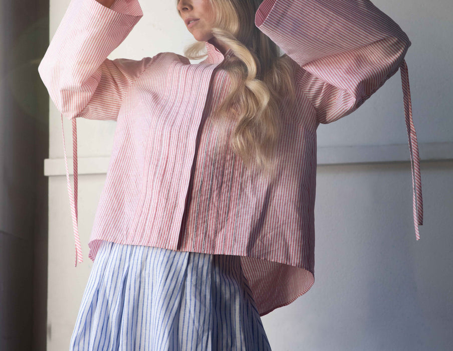 Aldem Linen Blouse in red stripe