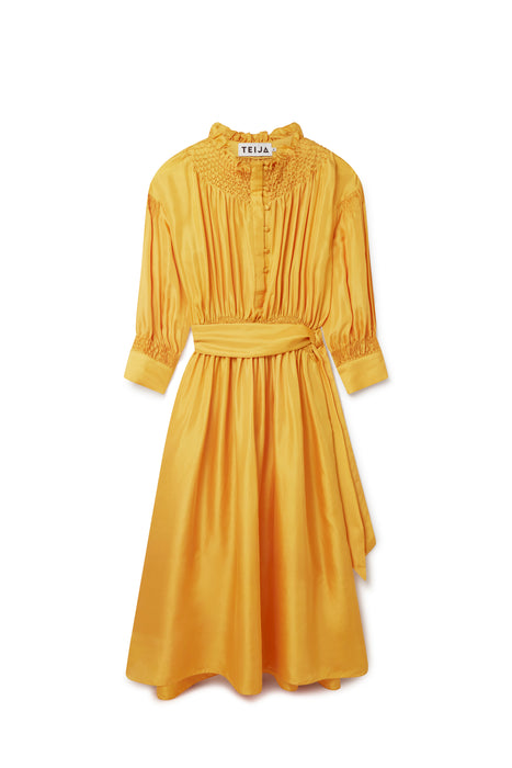 Agnes Tea Dress in Saffron Yellow PRE ORDER