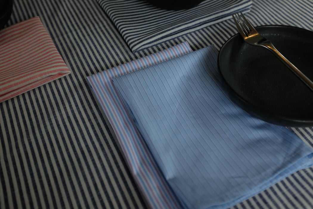 Cotton Stripe Napkin Blue