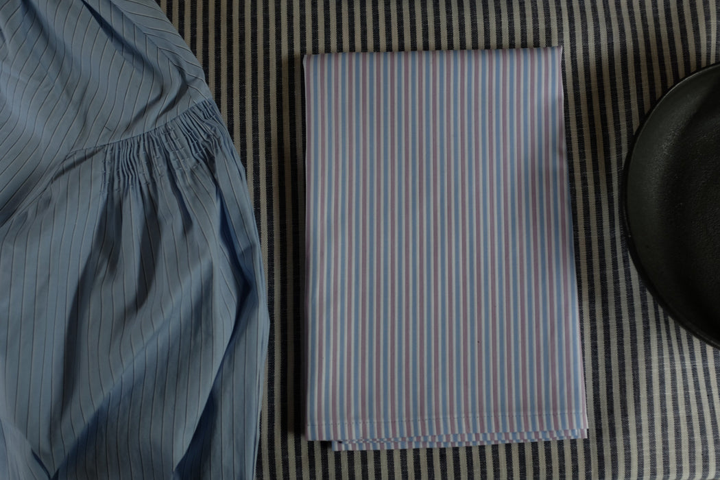 Cotton Stripe Napkin Blue & Pink