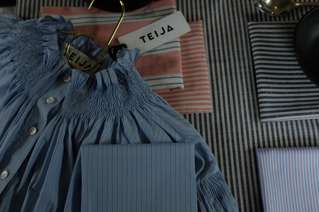 Cotton Stripe Napkin Blue & Pink