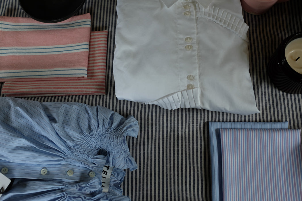 Cotton Stripe Napkin Blue & Pink