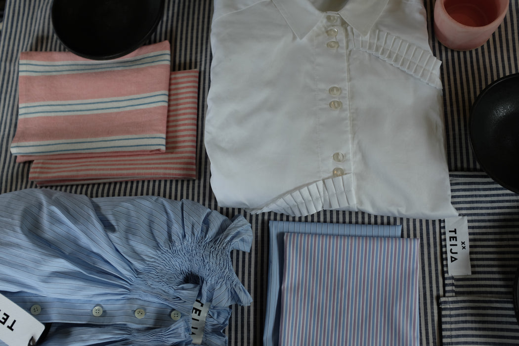 Cotton Stripe Napkin Blue & Pink