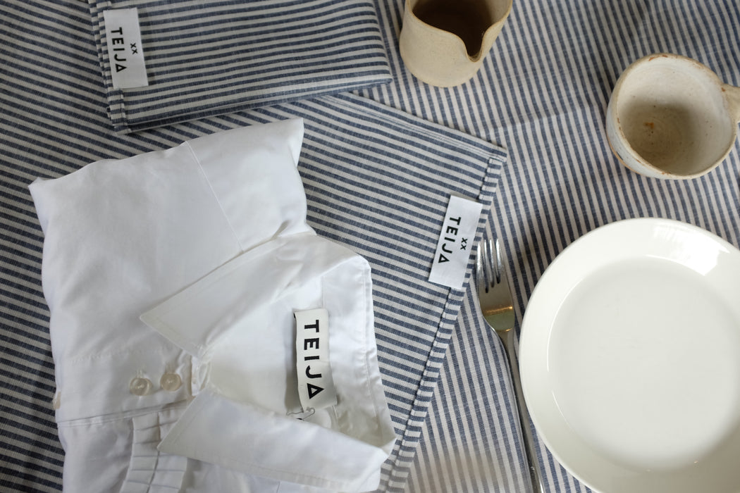 Cotton Stripe Napkin Blue