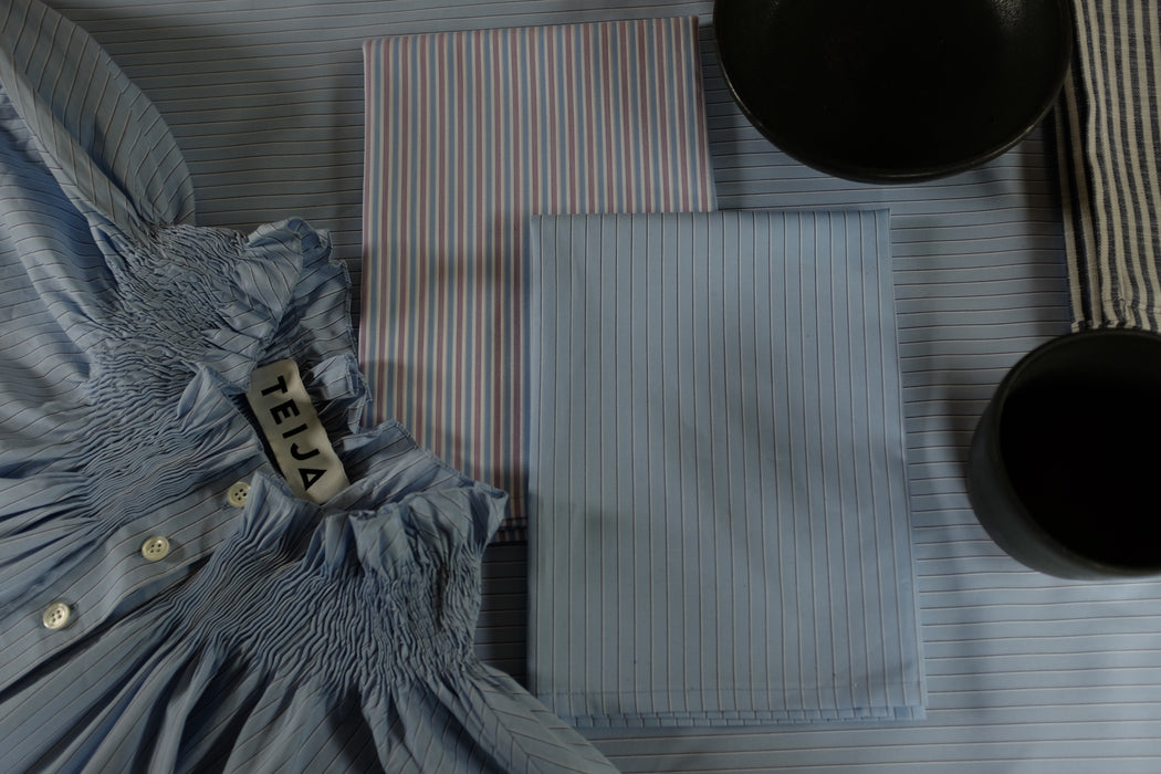 Cotton Stripe Napkin Blue & Pink