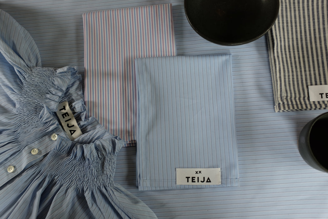 Cotton Stripe Napkin Blue & Pink