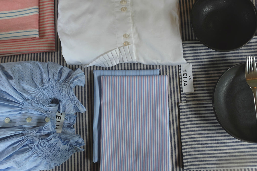 Cotton Stripe Napkin Blue & Pink