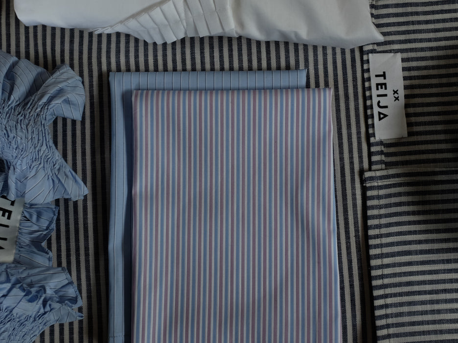 Cotton Stripe Napkin Blue & Pink