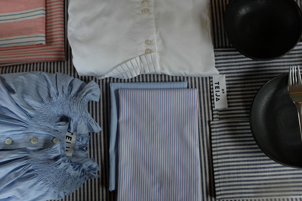 Cotton Stripe Napkin Blue & Pink