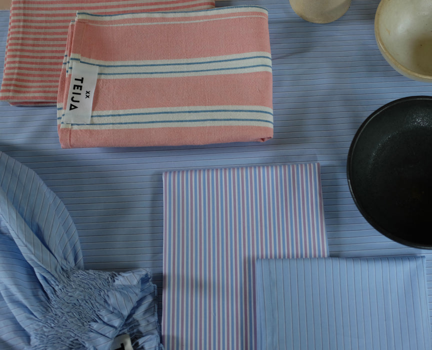 Cotton Stripe Napkin Blue & Pink