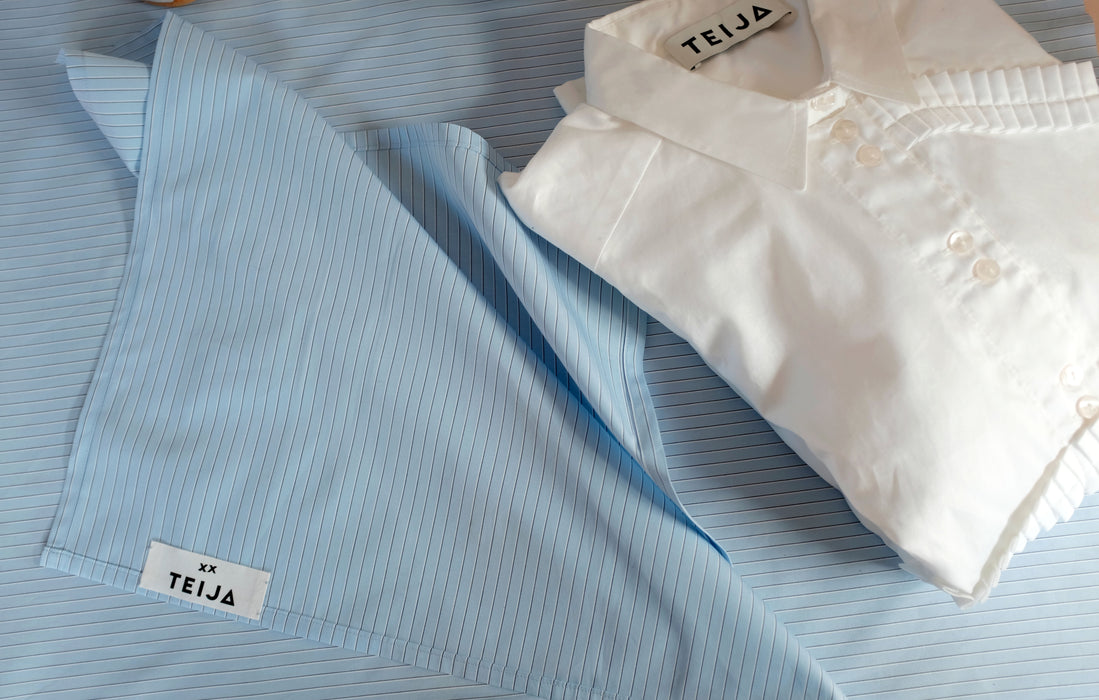 Cotton Stripe Tablecloth Blue