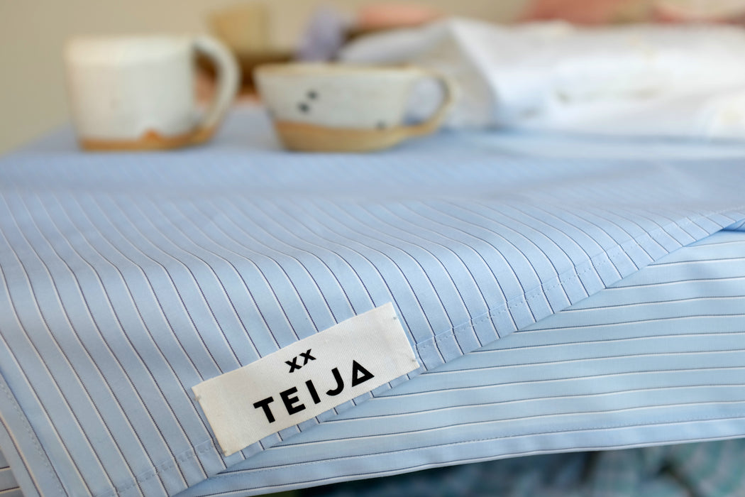 Cotton Stripe Tablecloth Blue