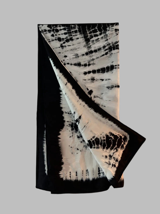 Plume Silk Scarf Black and White