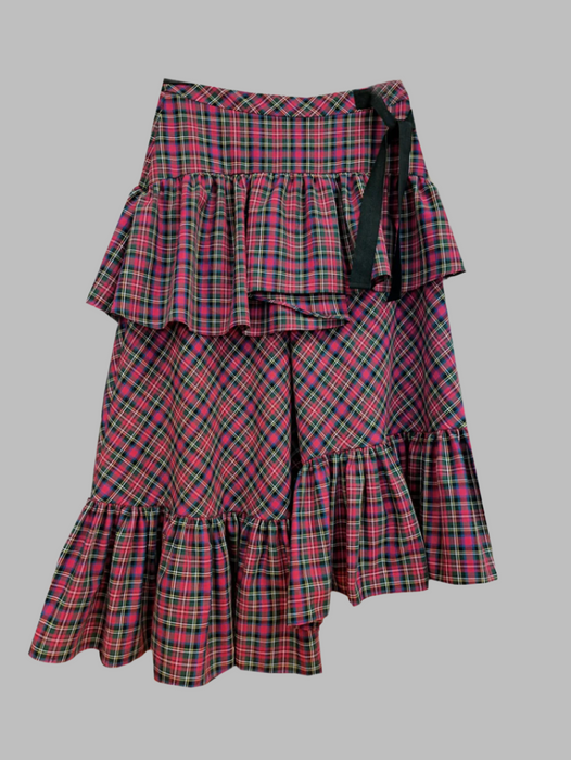 WAITING LIST Jam Asymmetric Skirt in Red Tartan Check