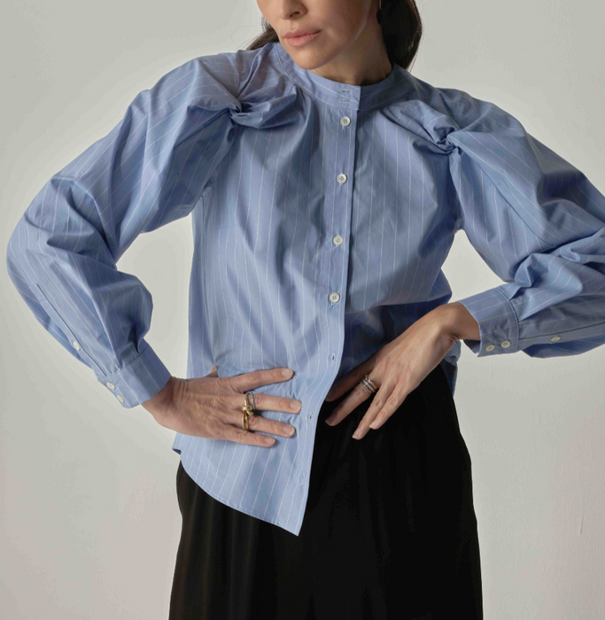 Mara Cotton Poplin Shirt in Pale Blue