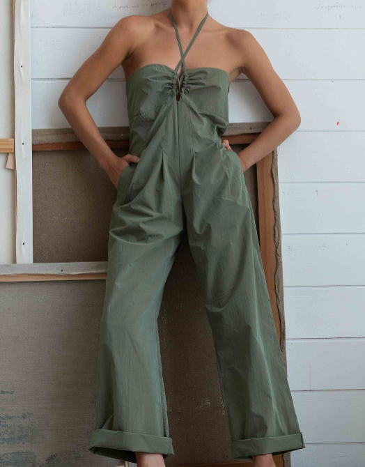 Helg Jumpsuit in Khaki Green