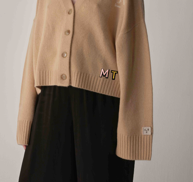 Monogram Cashmere Cardigan in Caramel