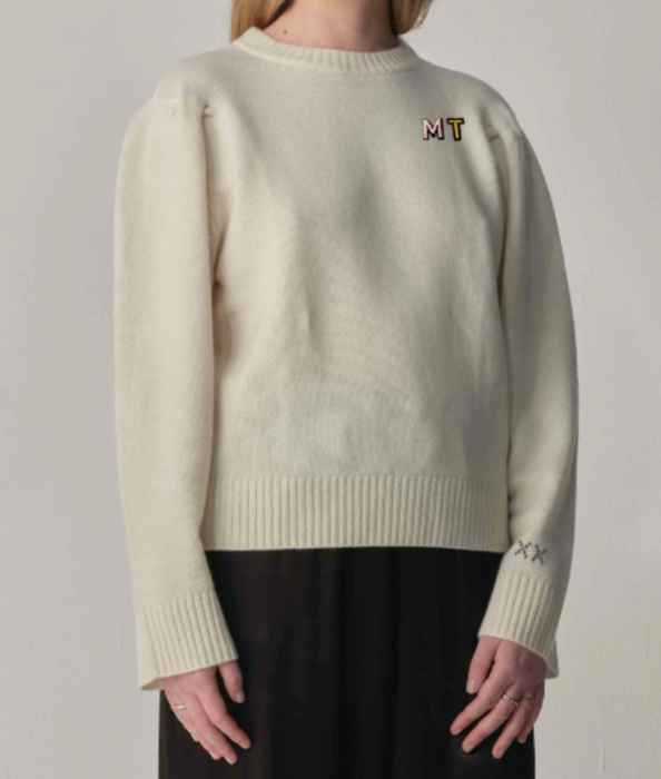 Monogram Crew Neck Cashmere Sweater Off White