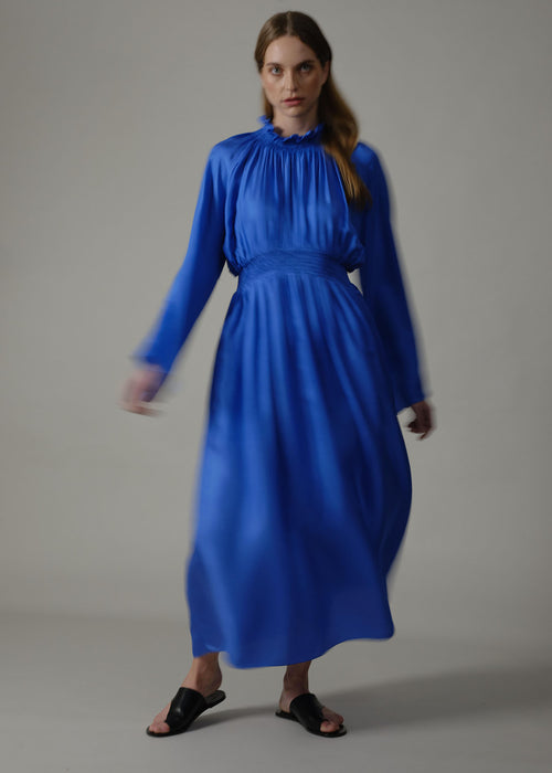 ALVA SILK DRESS Electric Blue