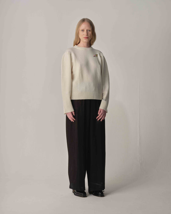 Monogram Crew Neck Cashmere Sweater Off White