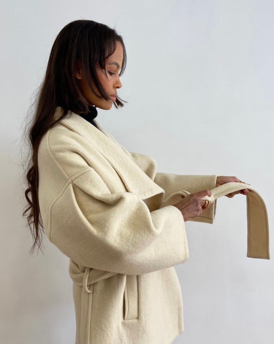 DOUBLE WOOL COAT Pearl