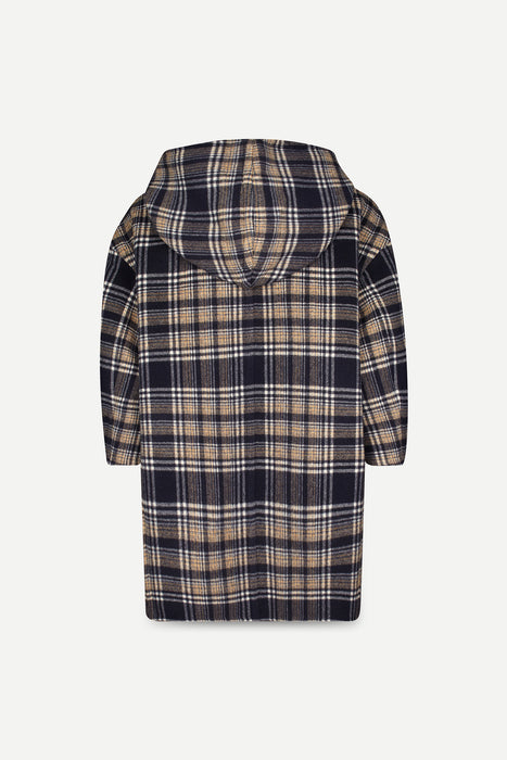 CASHMERE DOUBLE WOOL COAT Navy Check